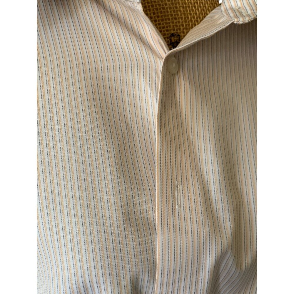 ✌️ 2/$40 ✌️ Yellow and Cream Striped Calvin Klein Men's Dress Shirt 18.5 34/35 - Picture 2 of 4